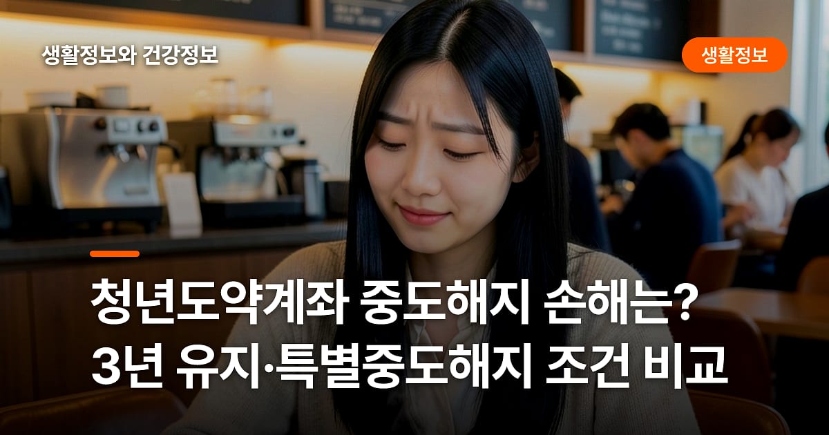 청년도약계좌 중도해지 손해는? 3년 유지·특별중도해지 조건 비교