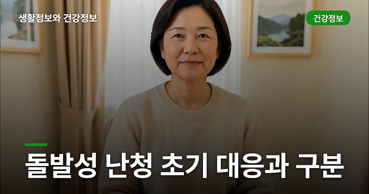 돌발성 난청 초기 대응과 다른 원인 구분